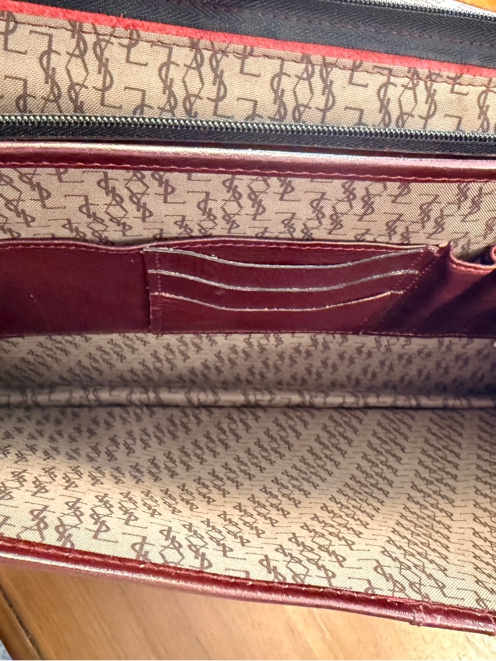 YSL Rare Vintage Portfolio Leather Briefcase in Burgundy with Gold hardware - Picture 12 of 16
